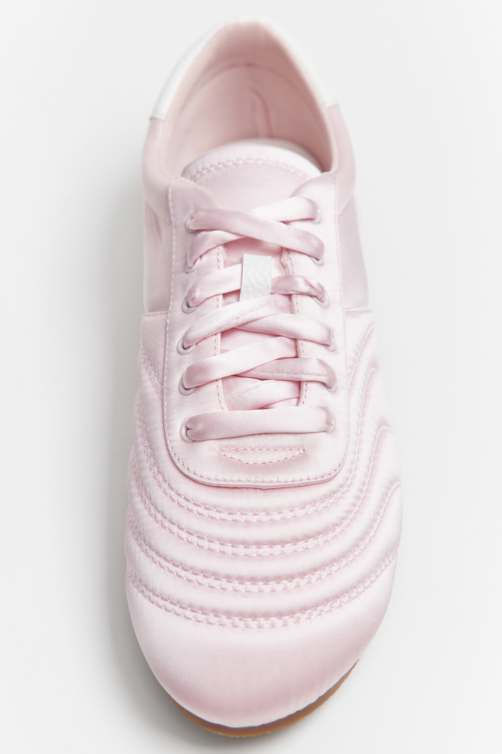 Кроссовки атласные с декоративной строчкой - цвет розовый - 5