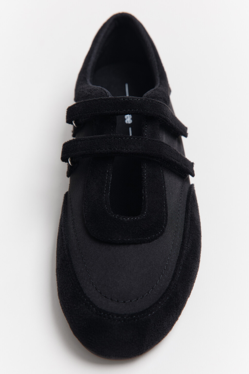 Туфли-балетки спортивные на липучках - цвет черный - 4