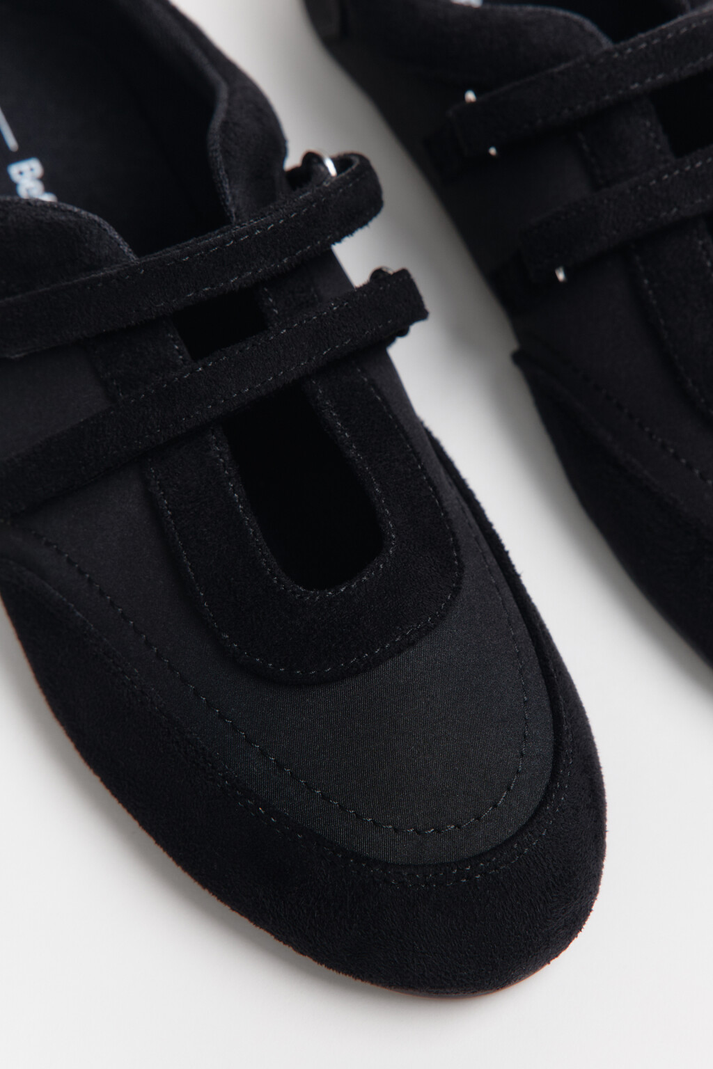 Туфли-балетки спортивные на липучках - цвет черный - 8