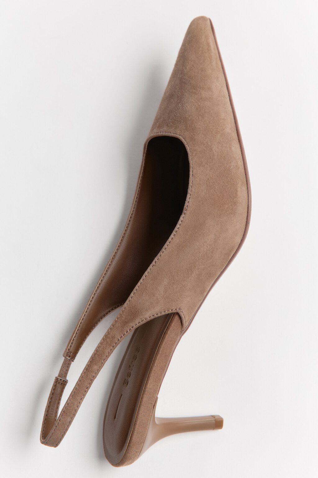 Туфли-слингбэки из натуральной замши - цвет бежевый - 2