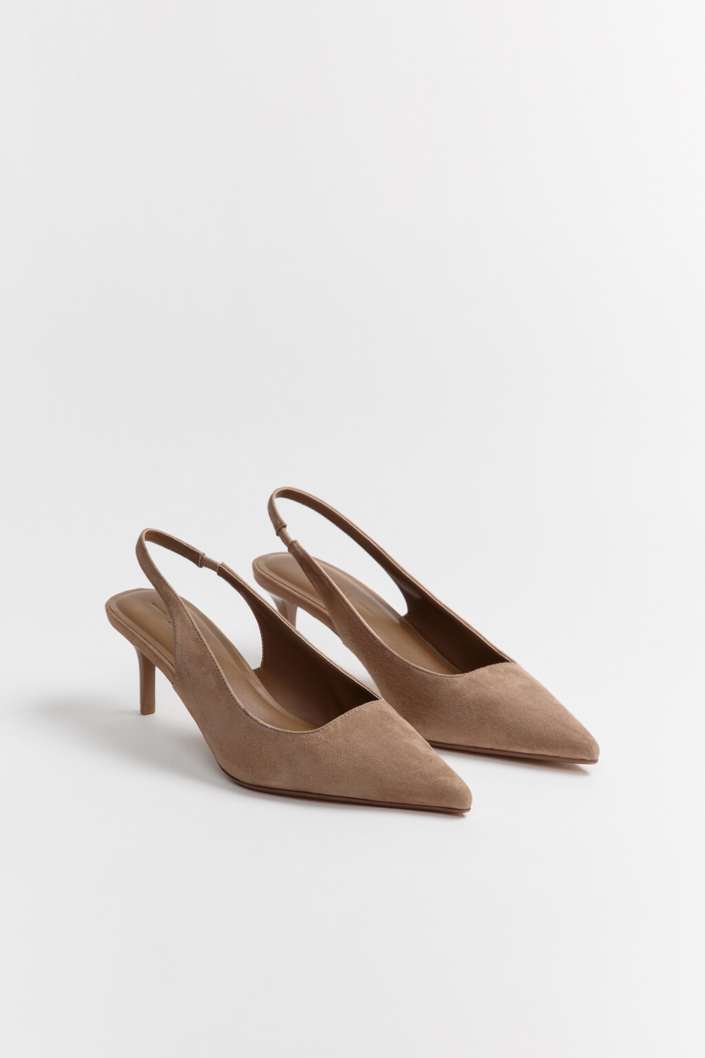 Туфли-слингбэки из натуральной замши - цвет бежевый - 5