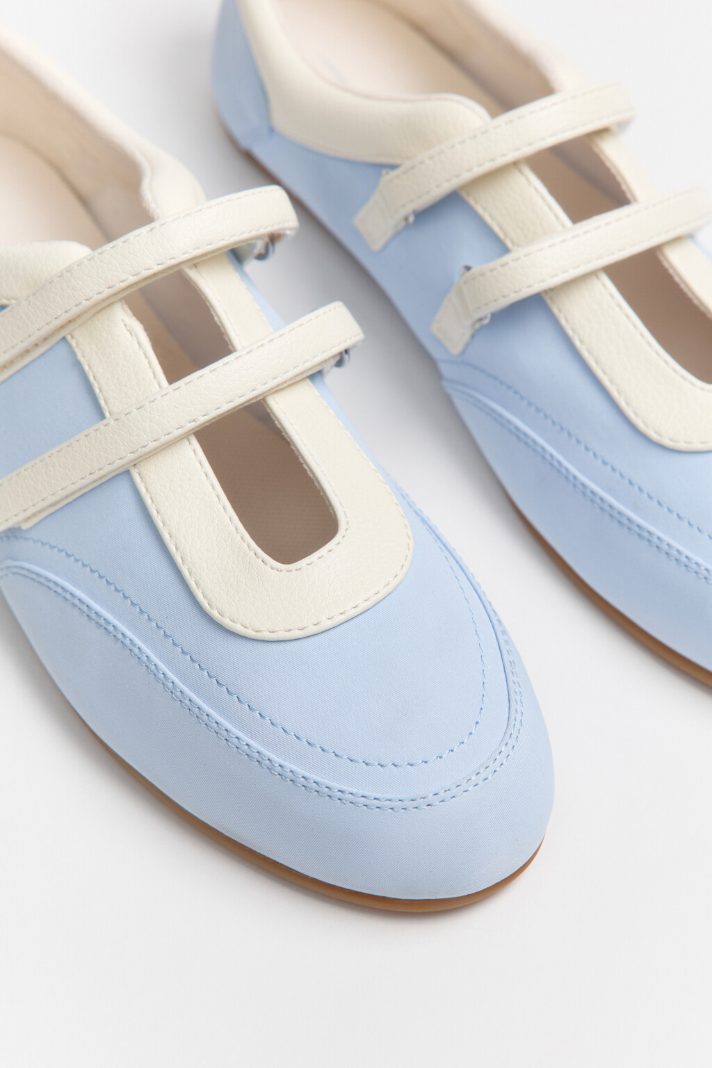 Туфли-балетки спортивные на липучках - цвет голубой - 8