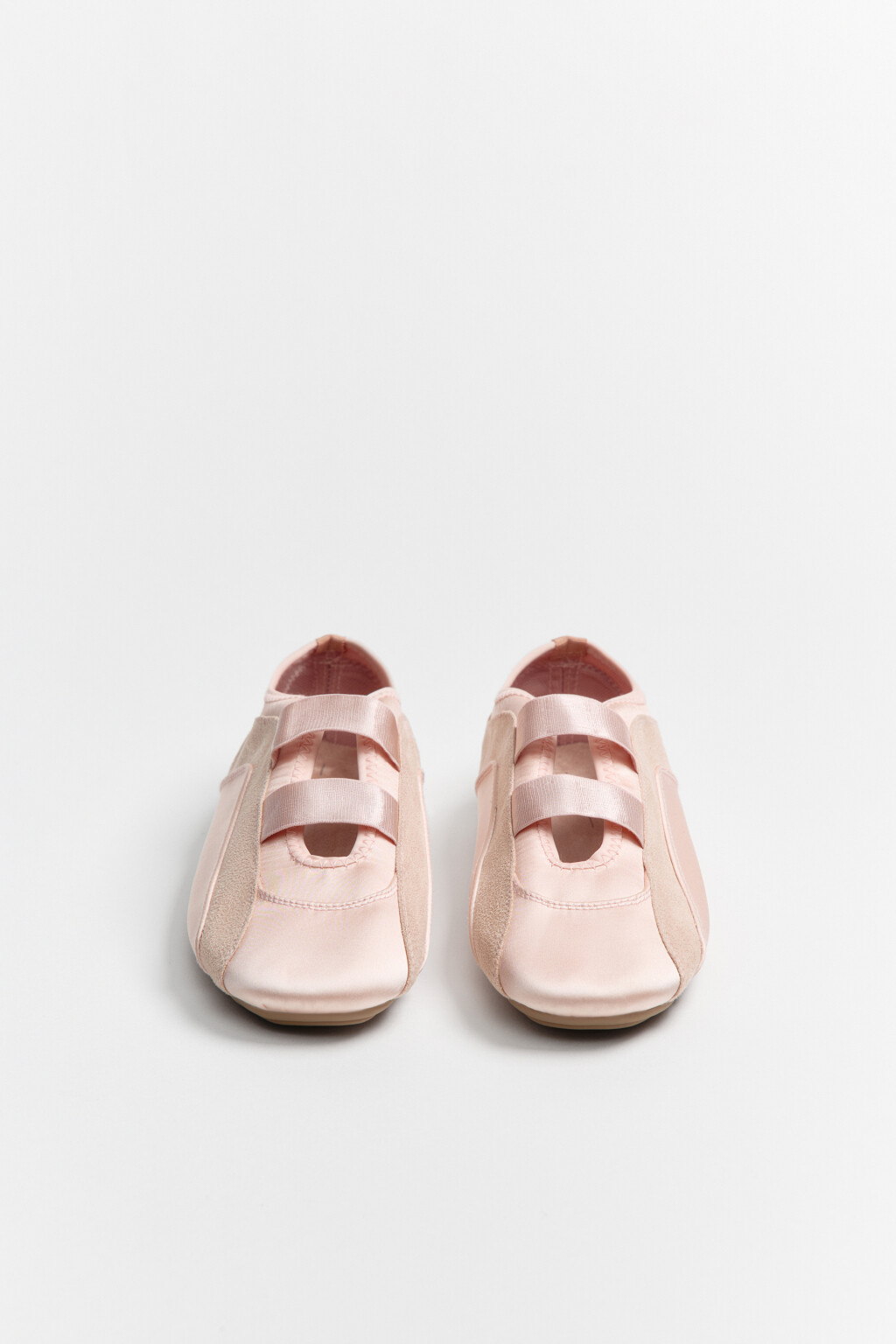 Туфли-балетки в спортивном стиле на резинках - цвет розовый - 2