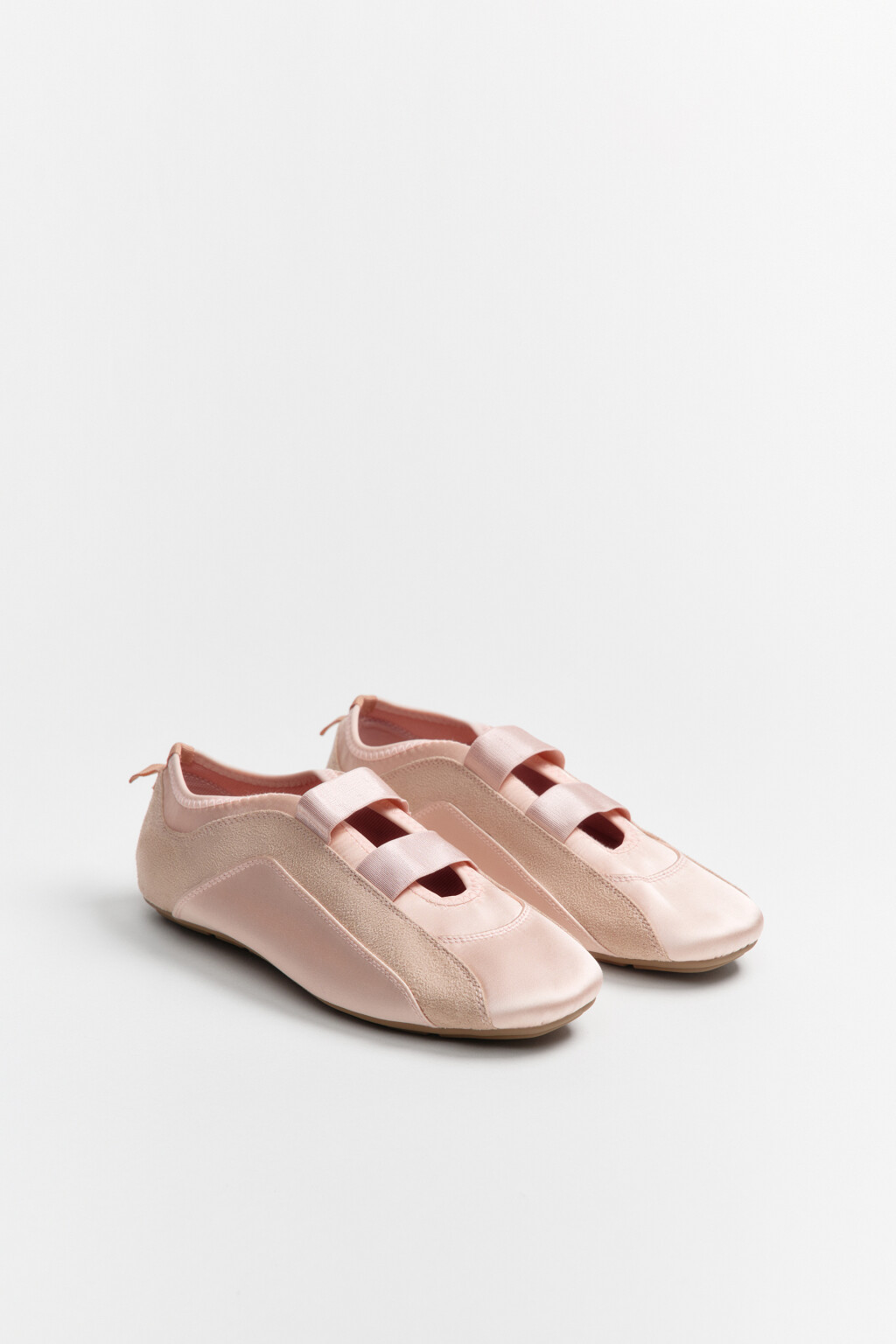 Туфли-балетки в спортивном стиле на резинках - цвет розовый - 3