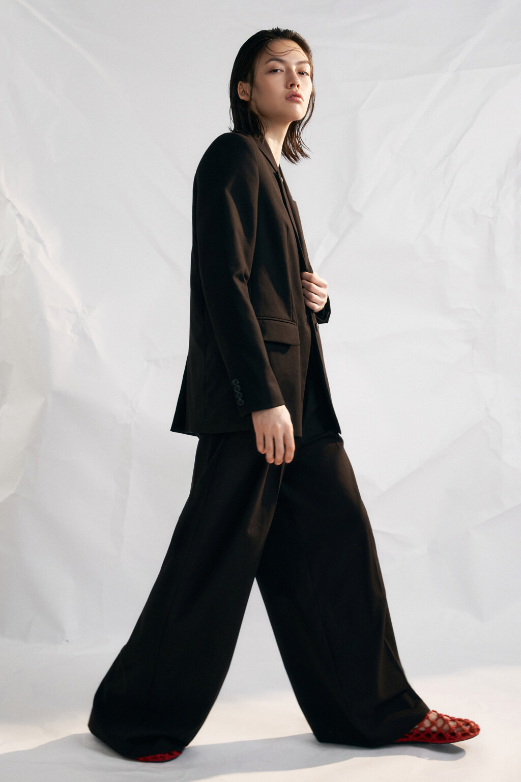 Туфли-балетки плетеные из искусственной кожи - цвет красный - 1