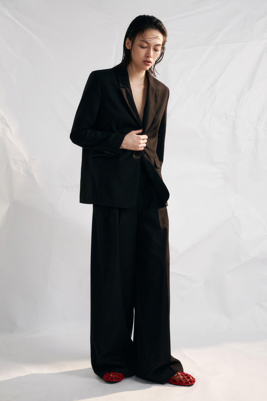 Туфли-балетки плетеные из искусственной кожи - цвет красный - 3