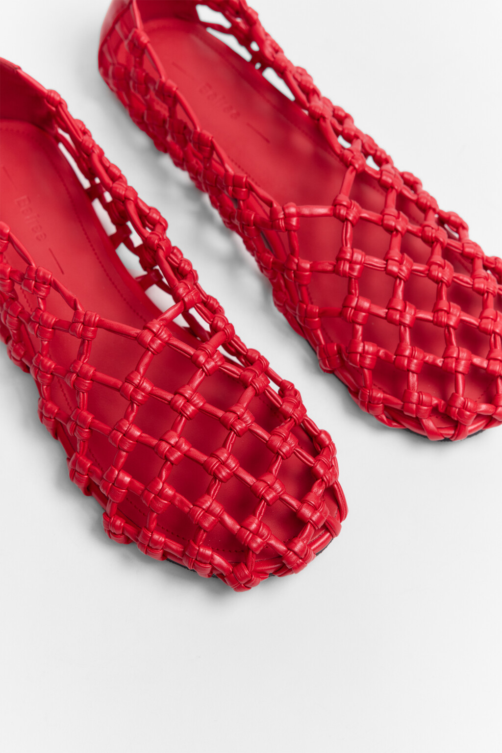 Туфли-балетки плетеные из искусственной кожи - цвет красный - 10