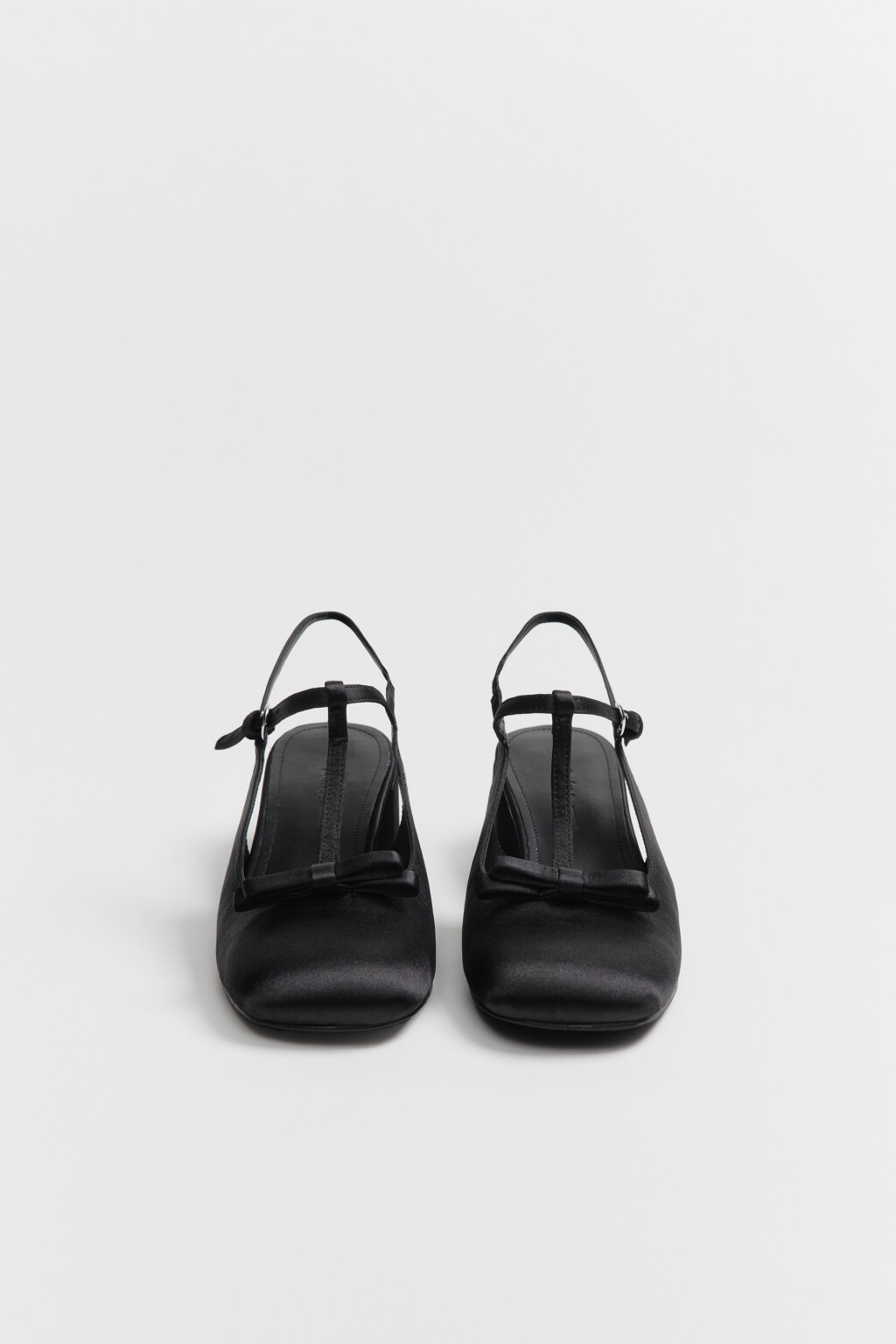 Туфли атласные с бантиком на квадратном каблуке - цвет черный - 4