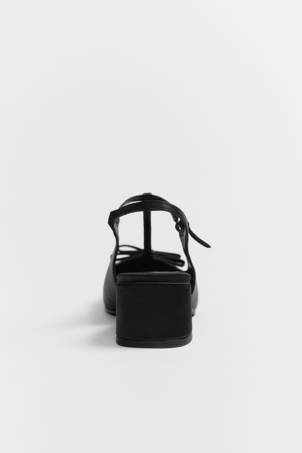 Туфли атласные с бантиком на квадратном каблуке - цвет черный - 6