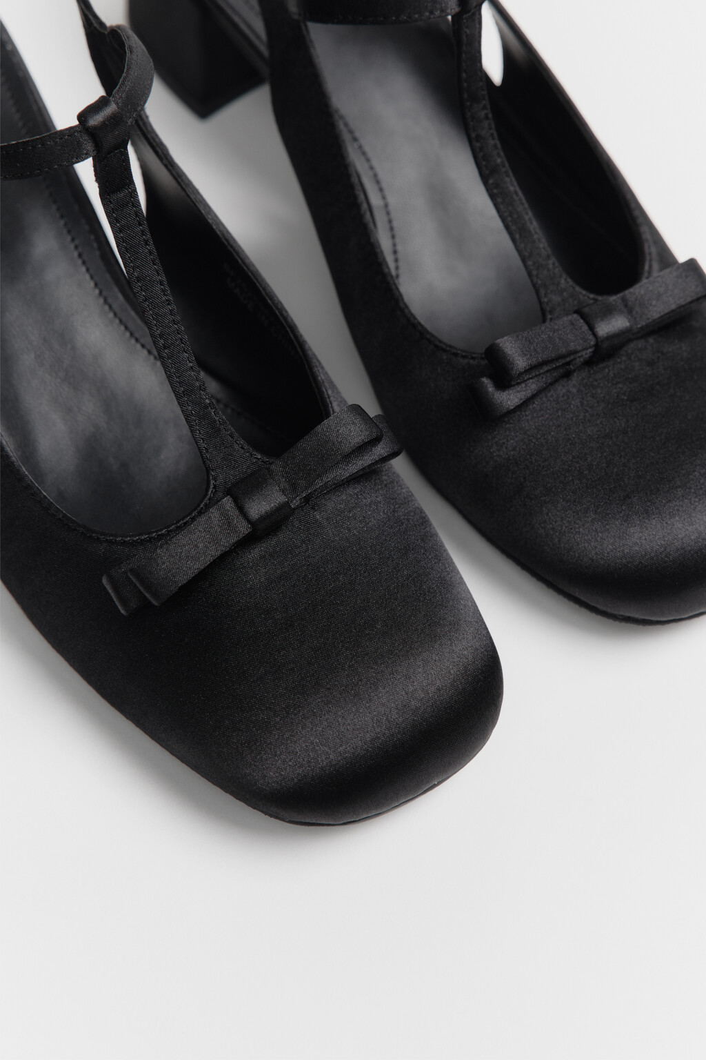 Туфли атласные с бантиком на квадратном каблуке - цвет черный - 7