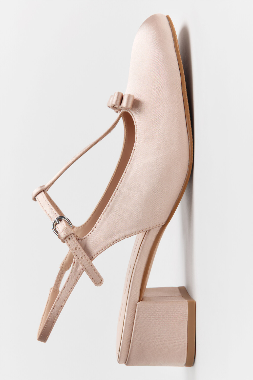 Туфли атласные с бантиком на квадратном каблуке - цвет розовый - 5