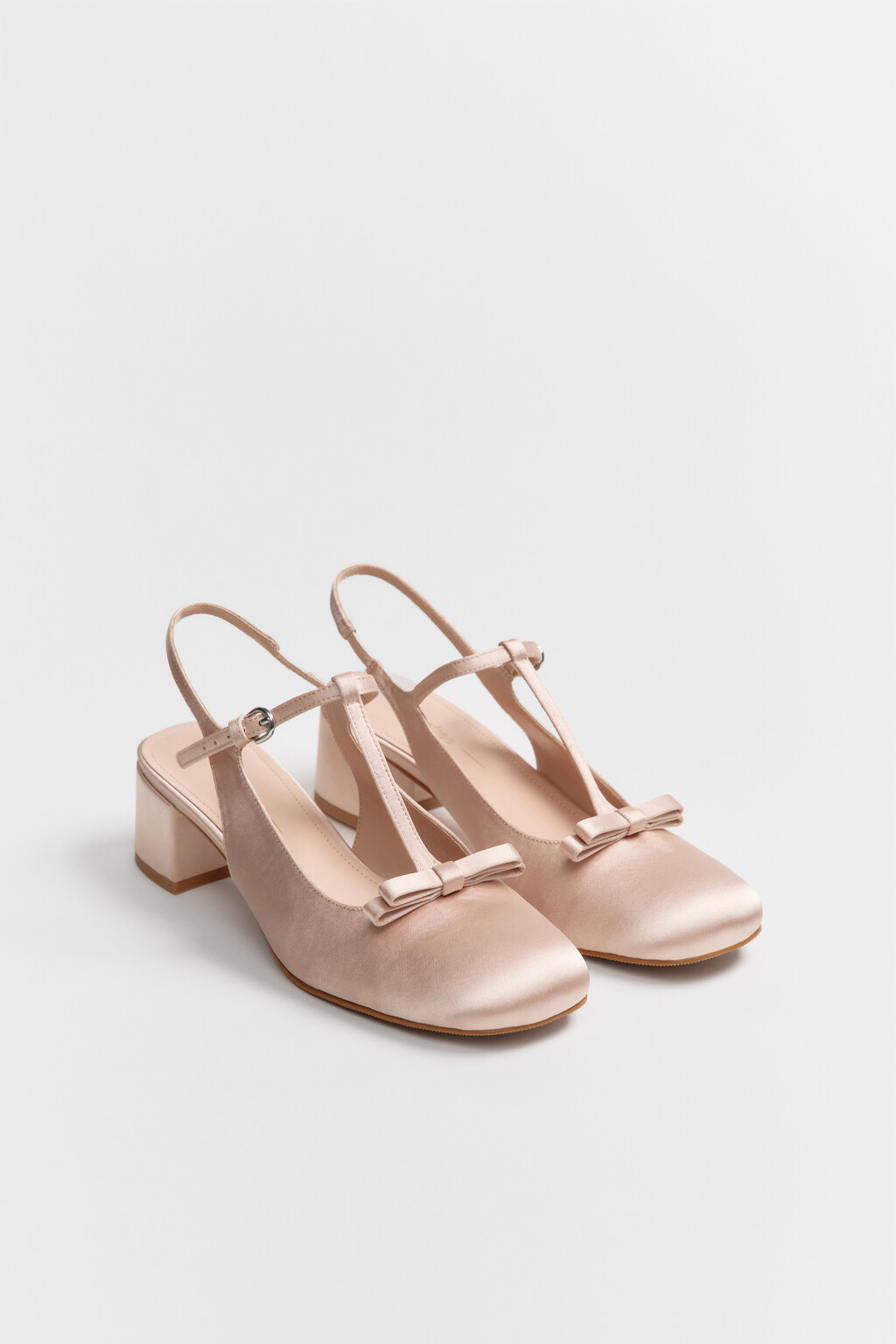 Туфли атласные с бантиком на квадратном каблуке - цвет розовый - 9