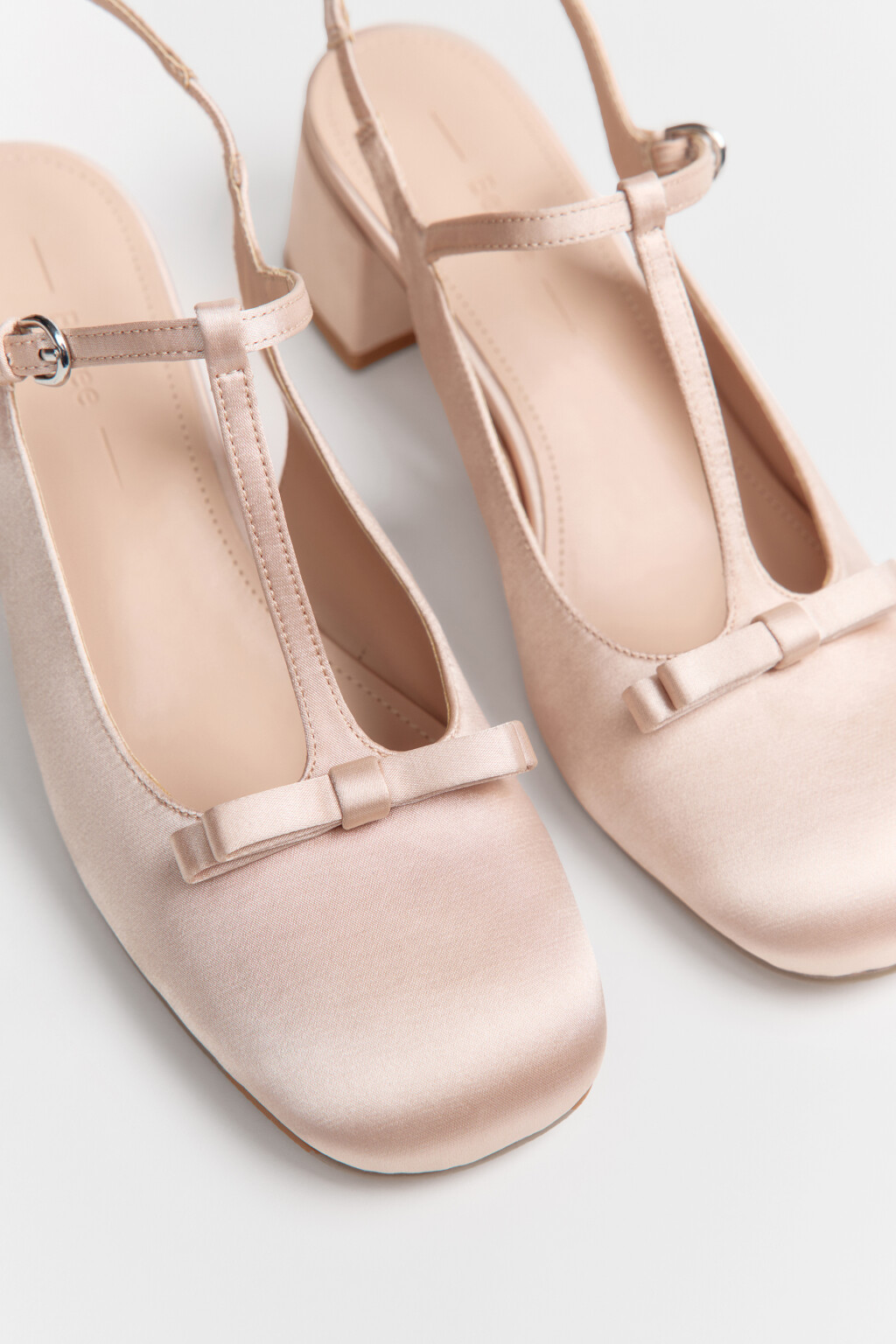 Туфли атласные с бантиком на квадратном каблуке - цвет розовый - 11