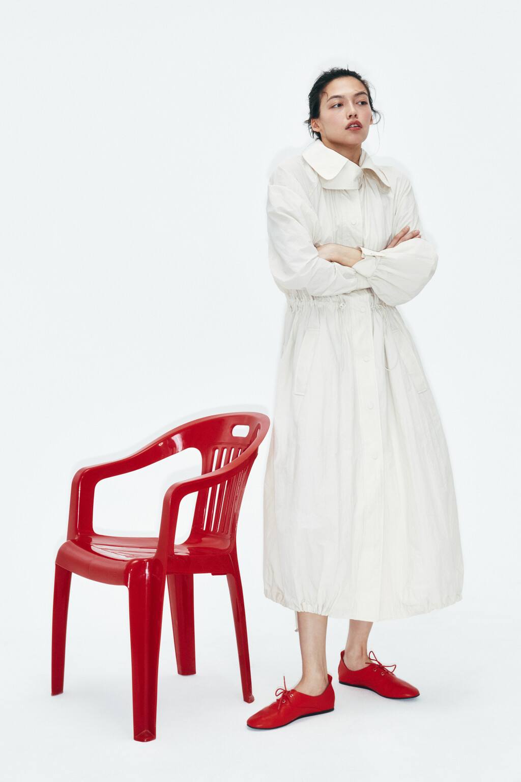 Туфли из искусственной на шнуровке - цвет красный - 2