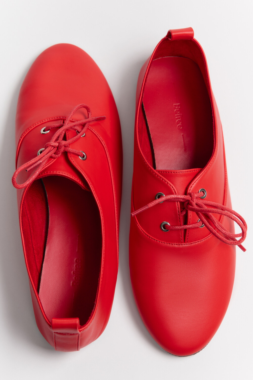 Туфли из искусственной на шнуровке - цвет красный - 6
