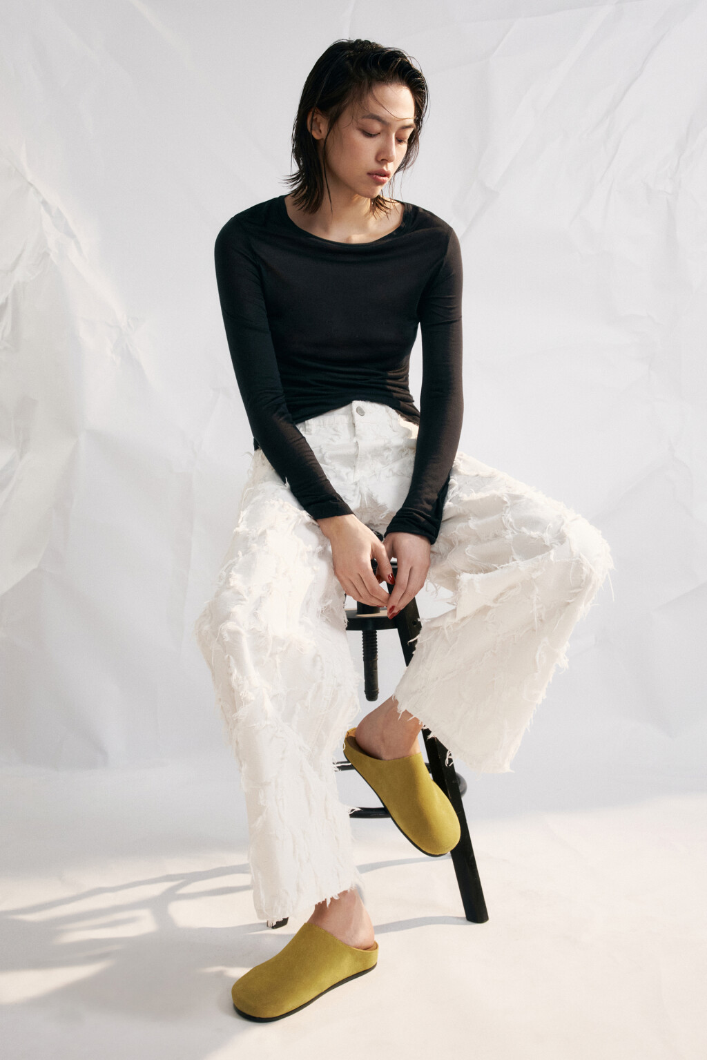 Сабо закрытые замшевые из натуральной кожи - цвет зеленый - 8