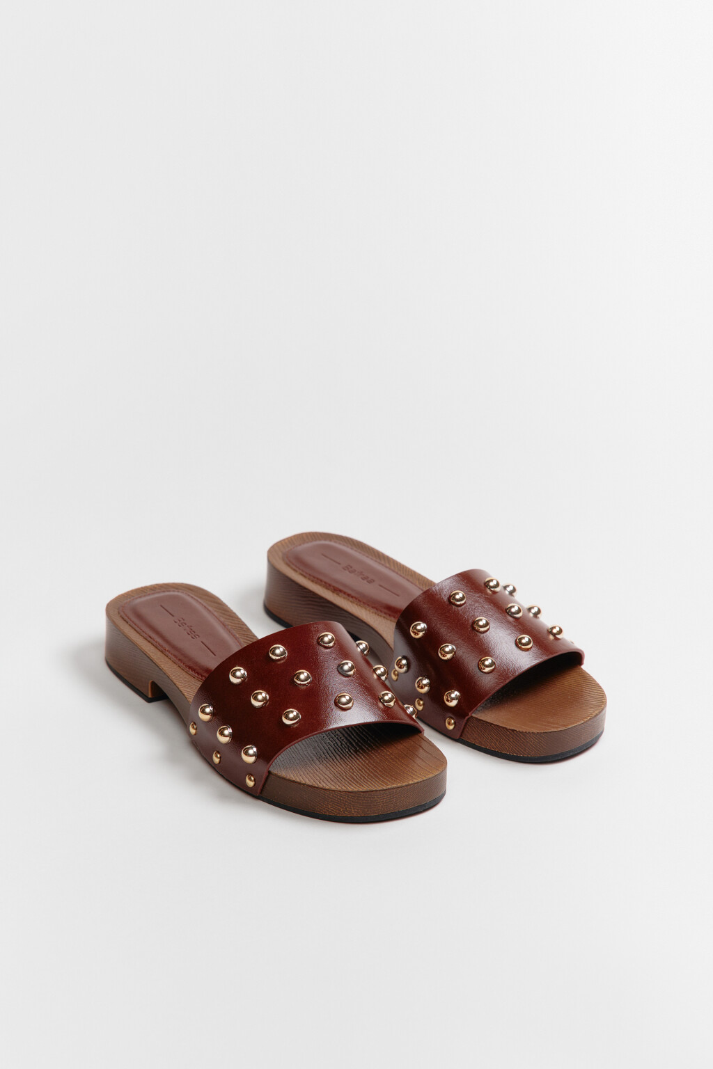 Туфли-мюли с открытым носом и декором из бусин - цвет коричневый - 5