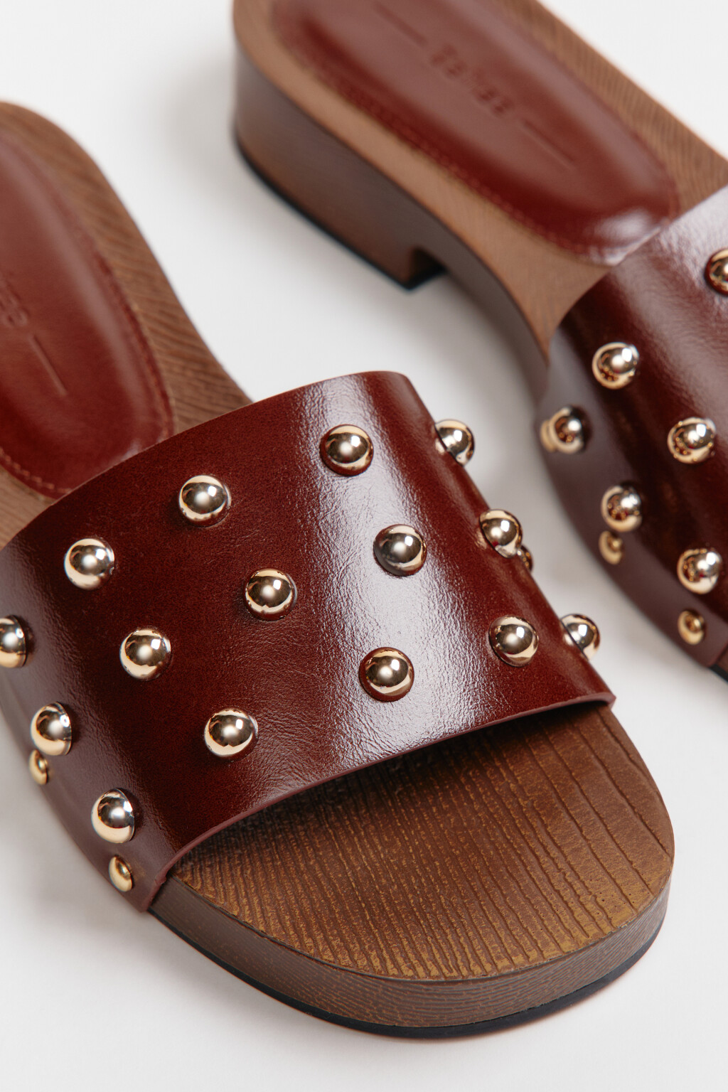 Туфли-мюли с открытым носом и декором из бусин - цвет коричневый - 6