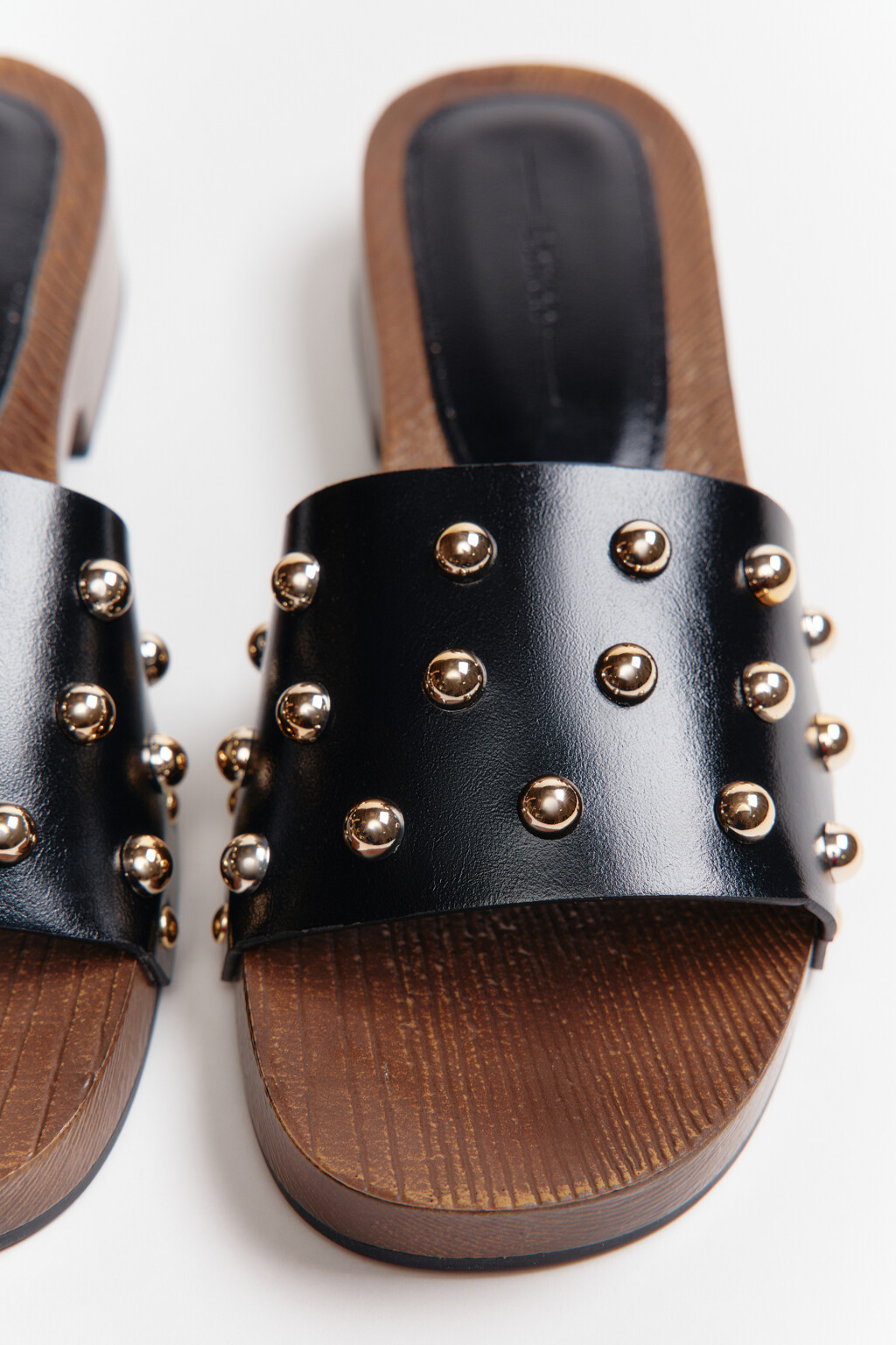 Туфли-мюли с открытым носом и декором из бусин - цвет черный - 3