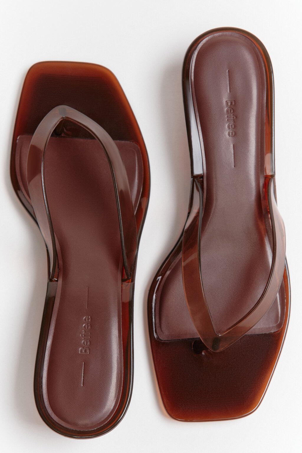 Сабо-вьетнамки прозрачные с квадратным носом на каблуке - цвет коричневый - 6