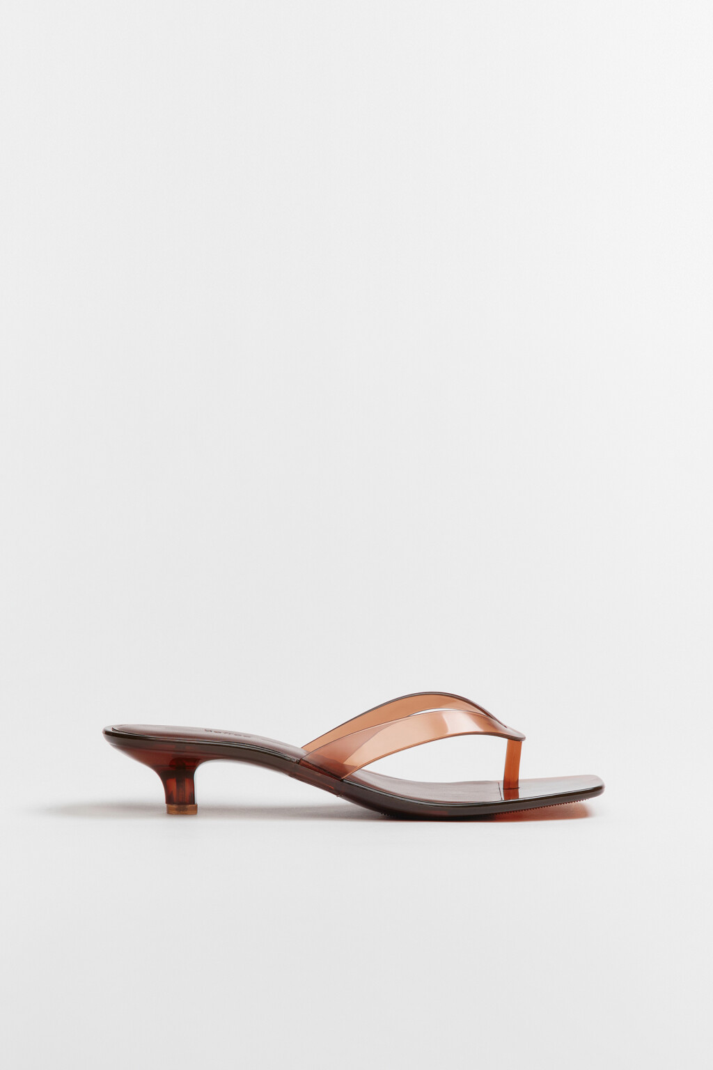 Сабо-вьетнамки прозрачные с квадратным носом на каблуке - цвет коричневый - 7