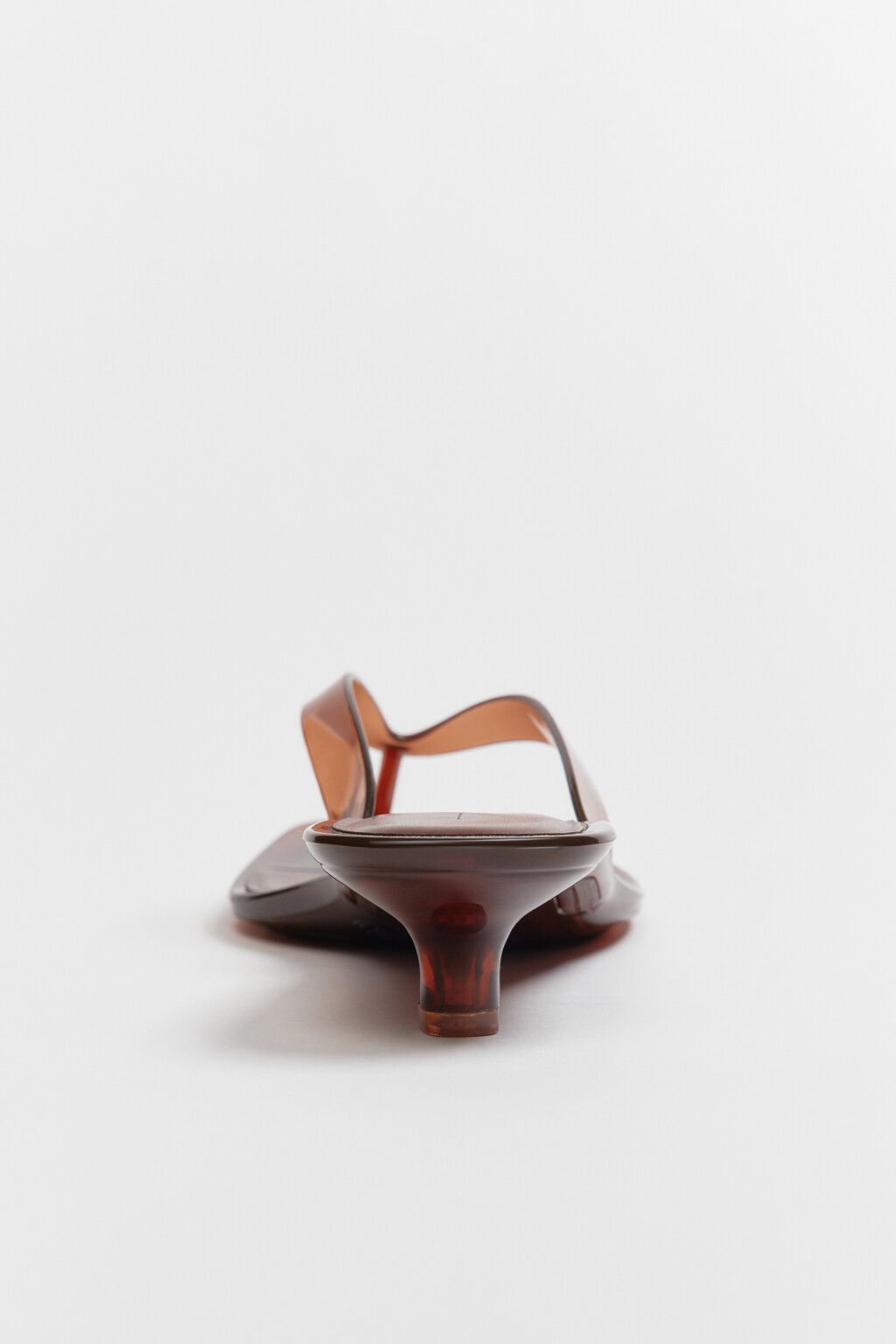 Сабо-вьетнамки прозрачные с квадратным носом на каблуке - цвет коричневый - 10