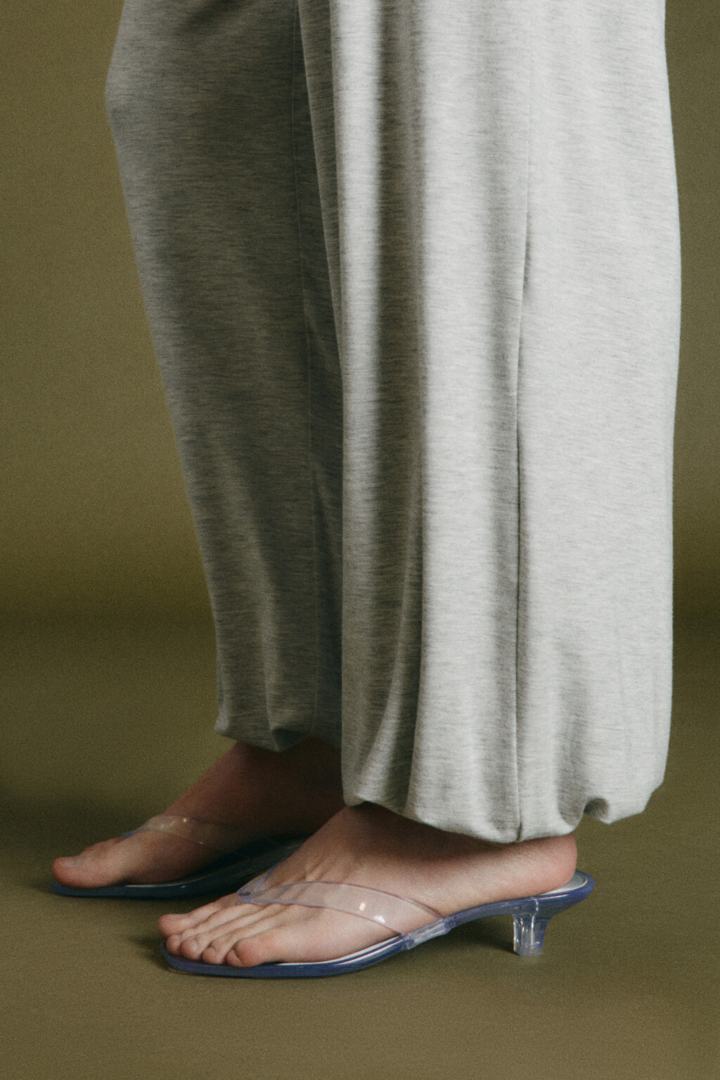 Сабо-вьетнамки прозрачные с квадратным носом на каблуке - цвет голубой - 3