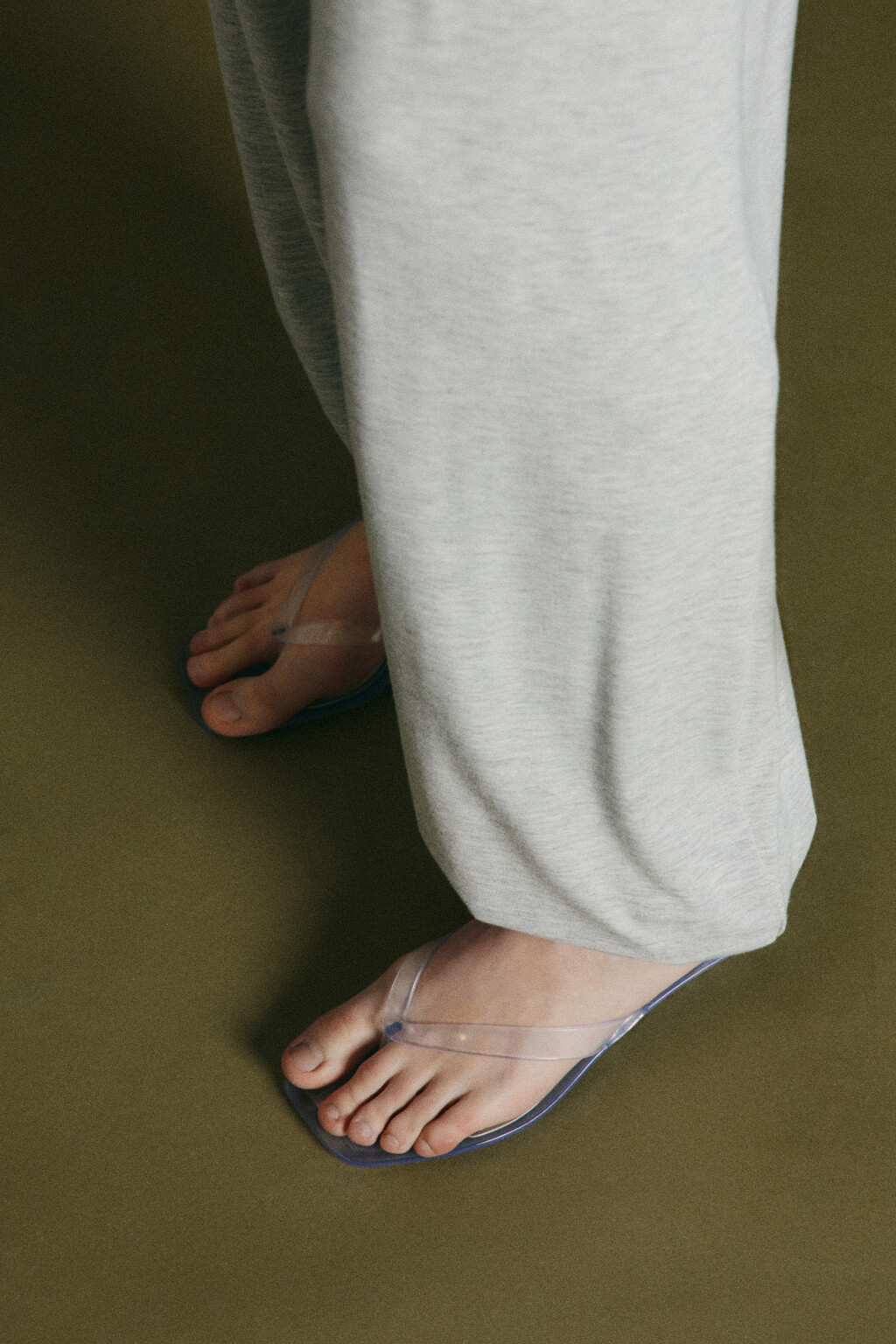 Сабо-вьетнамки прозрачные с квадратным носом на каблуке - цвет голубой - 4