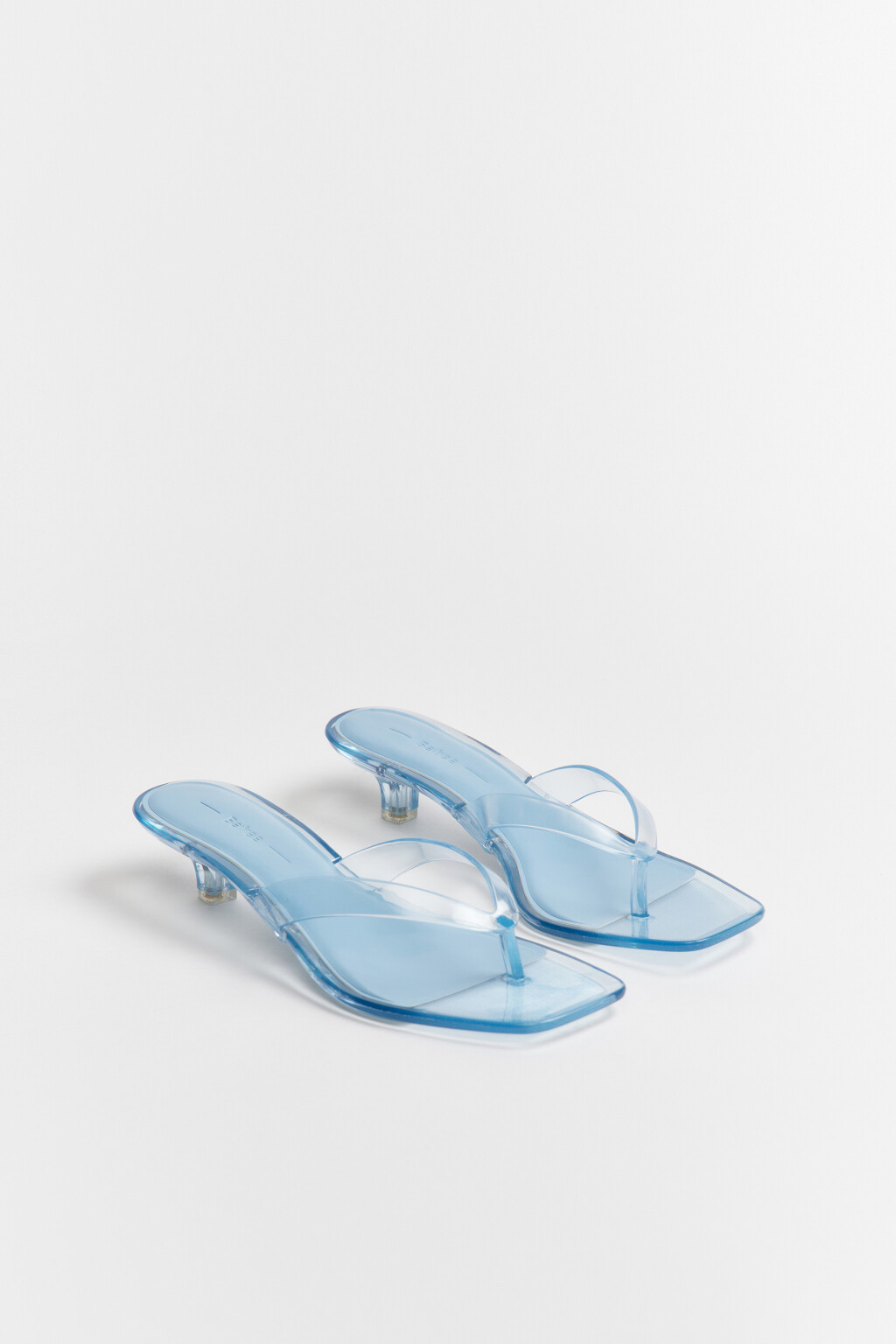Сабо-вьетнамки прозрачные с квадратным носом на каблуке - цвет голубой - 9