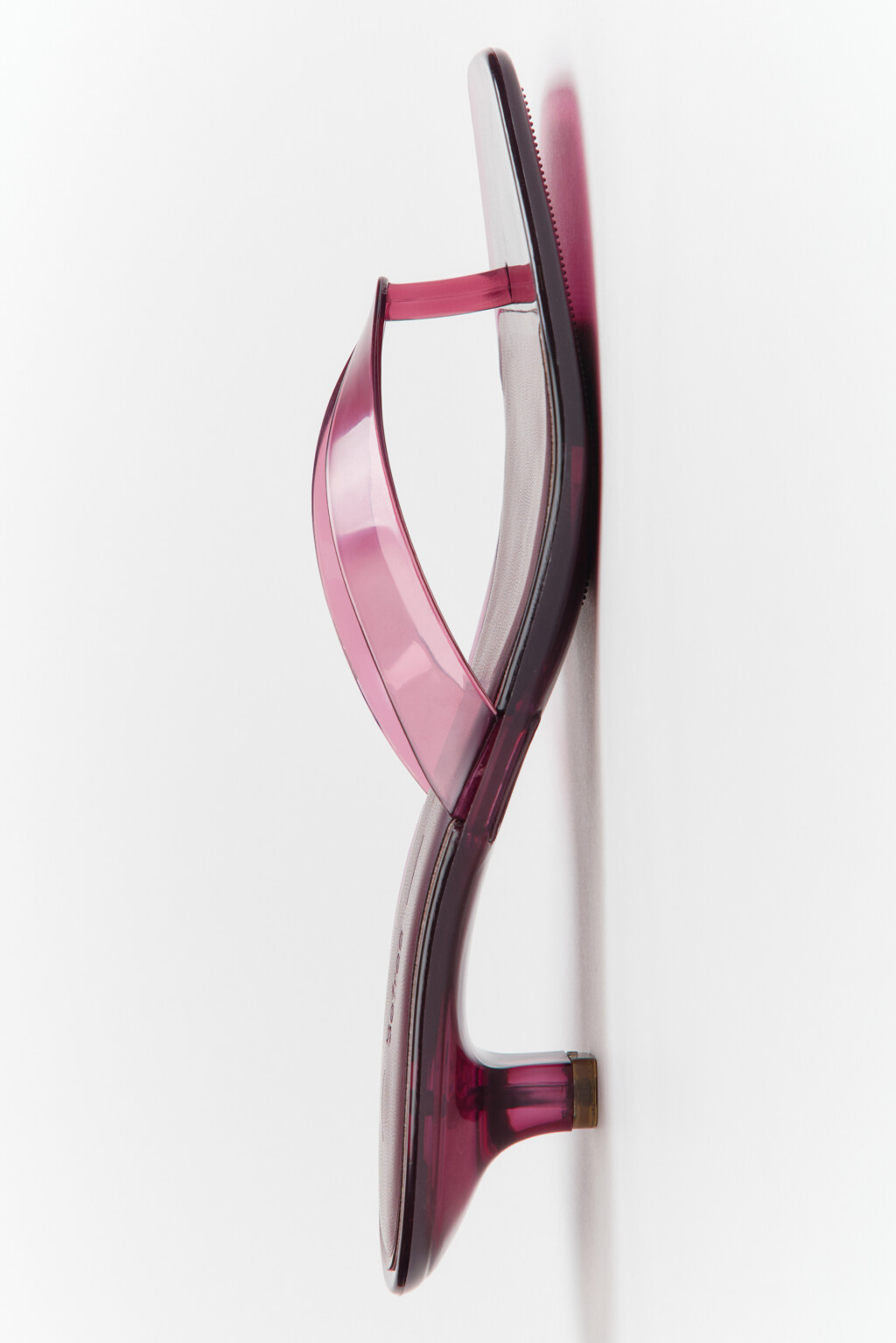 Сабо-вьетнамки прозрачные с квадратным носом на каблуке - цвет бордовый - 2