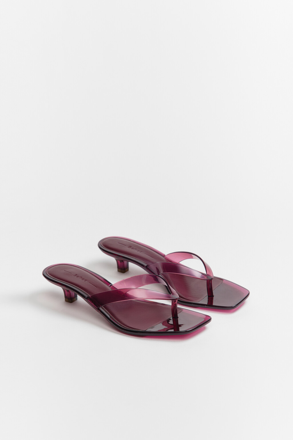 Сабо-вьетнамки прозрачные с квадратным носом на каблуке - цвет бордовый - 5