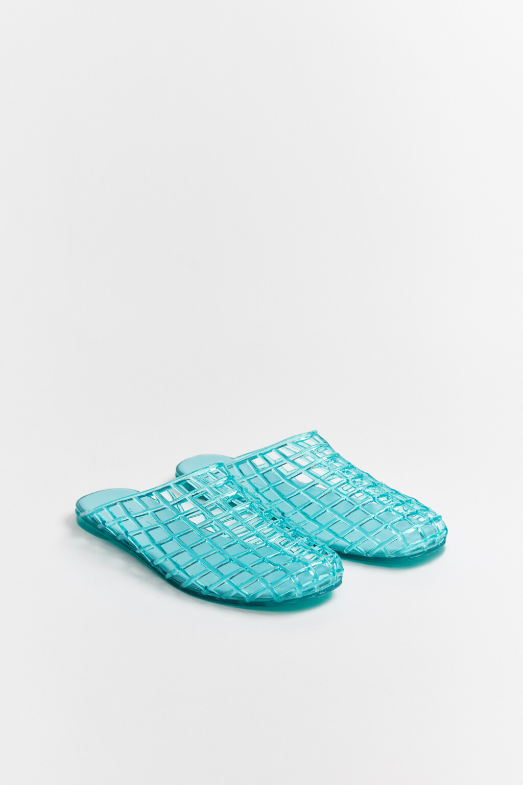 Сабо с верхом из прозрачной сетки - цвет голубой - 5