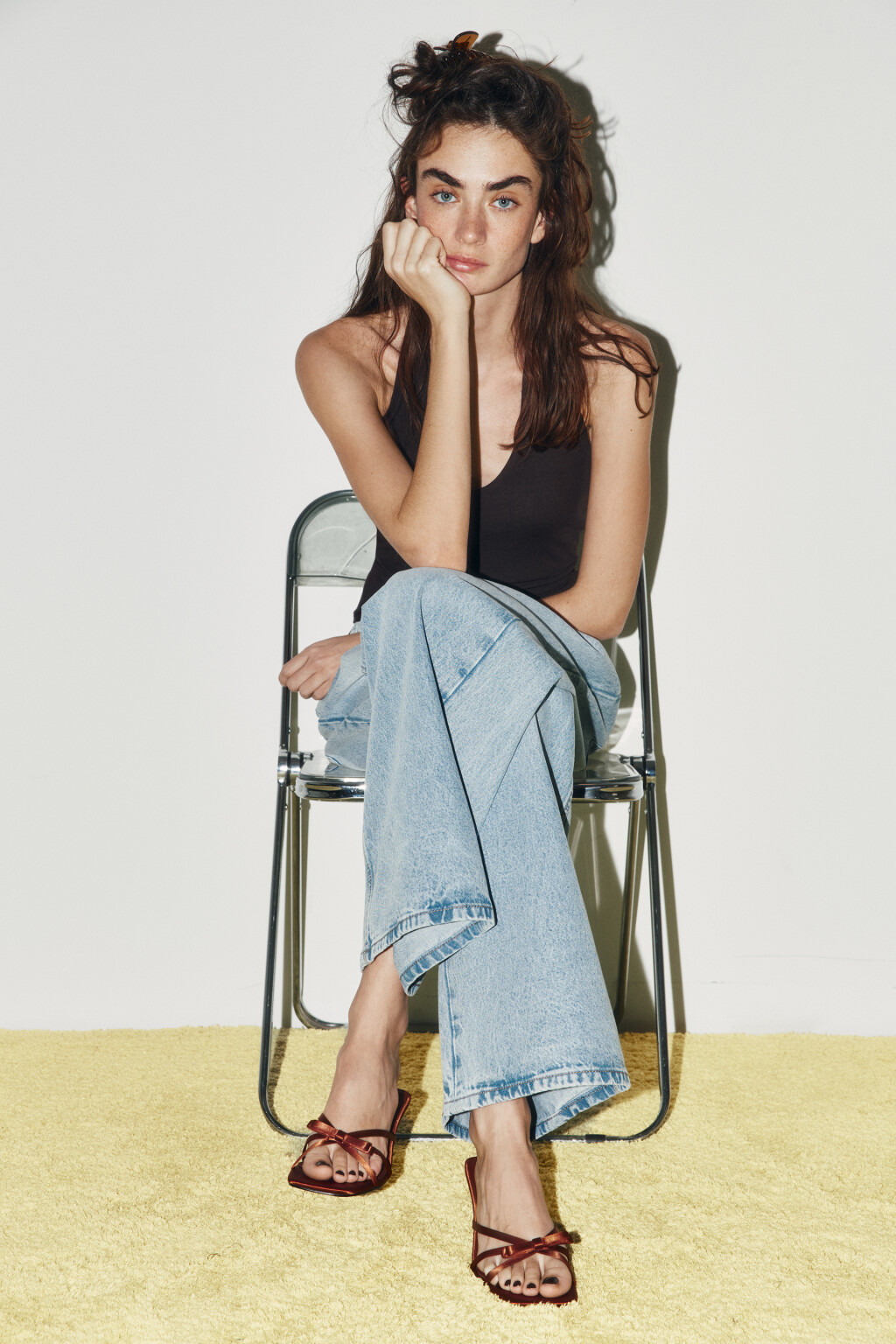 Босоножки с квадратным мысом и бантиком - цвет коричневый - 11