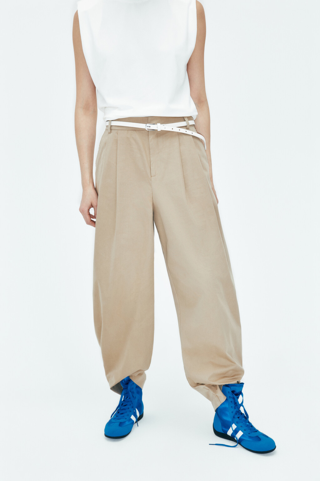 Кеды высокие с лампасами и вставками под замшу - цвет синий - 2