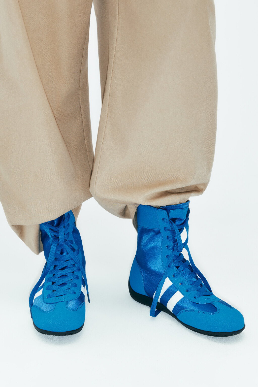 Кеды высокие с лампасами и вставками под замшу - цвет синий - 3
