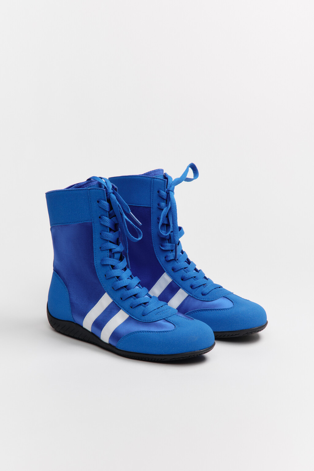 Кеды высокие с лампасами и вставками под замшу - цвет синий - 7