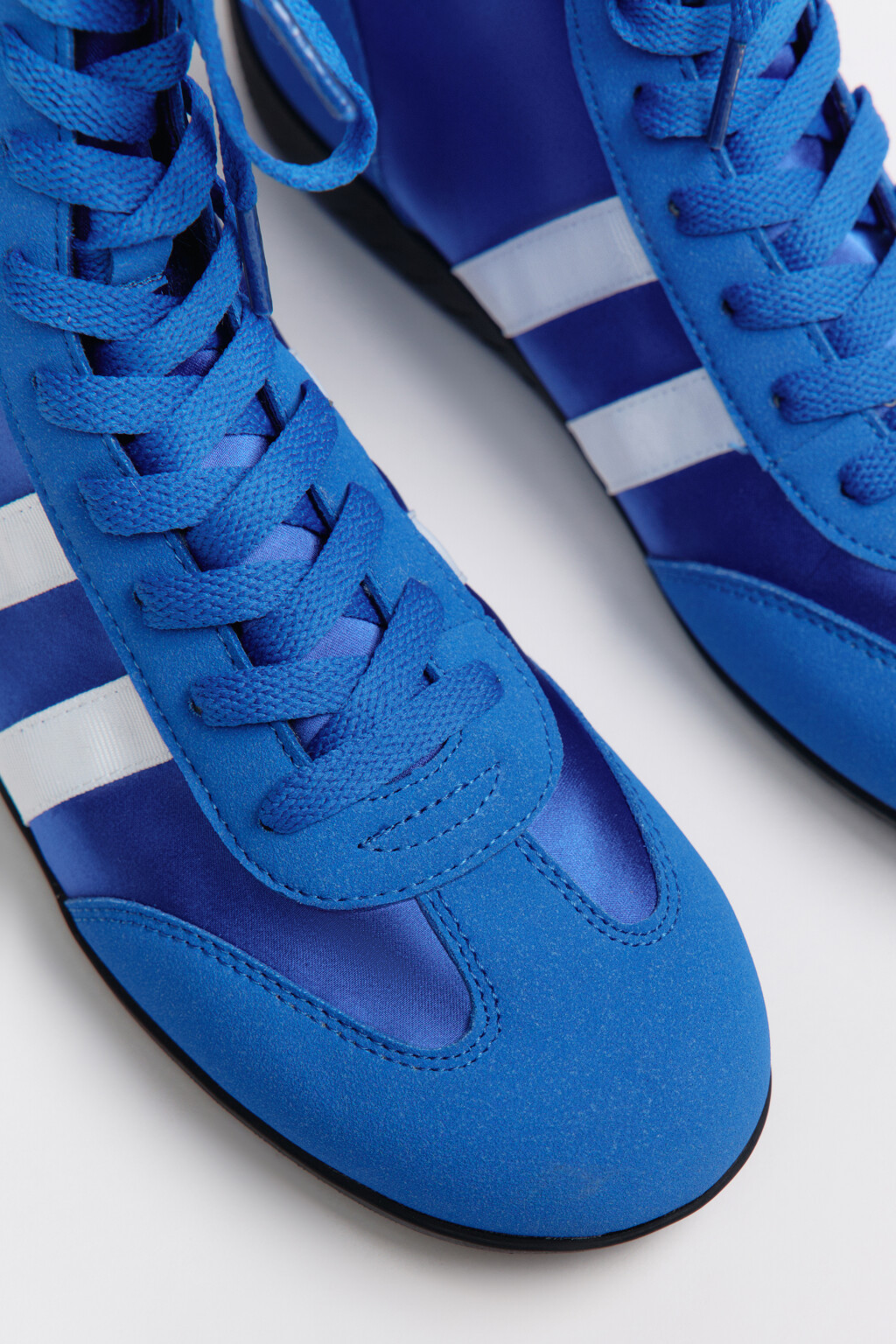 Кеды высокие с лампасами и вставками под замшу - цвет синий - 8