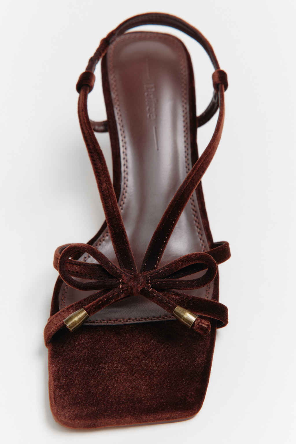 Босоножки с квадратным мысом и бантиком - цвет коричневый - 1