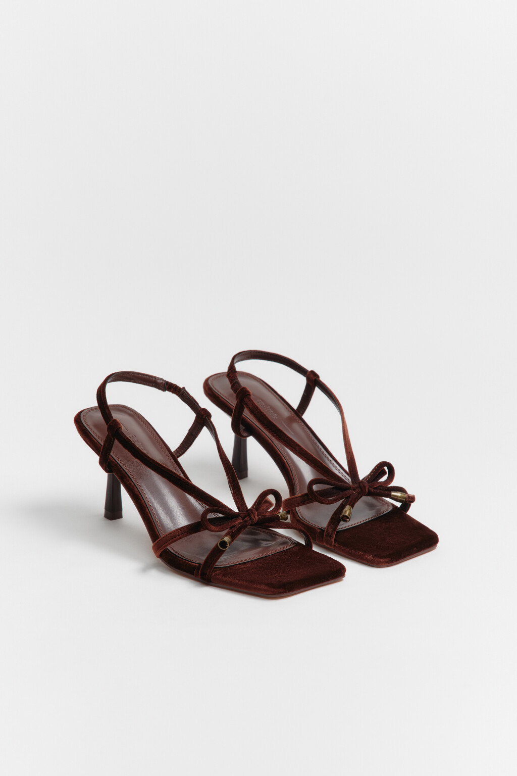 Босоножки с квадратным мысом и бантиком - цвет коричневый - 4