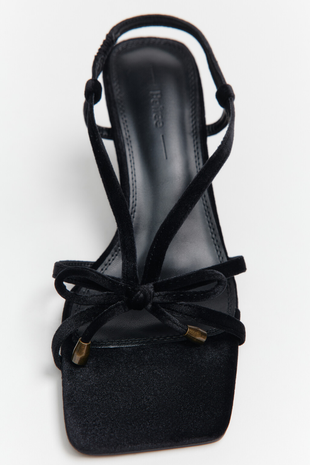 Босоножки с квадратным мысом и бантиком - цвет черный - 3