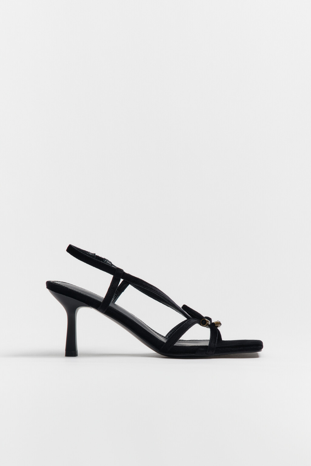 Босоножки с квадратным мысом и бантиком - цвет черный - 1