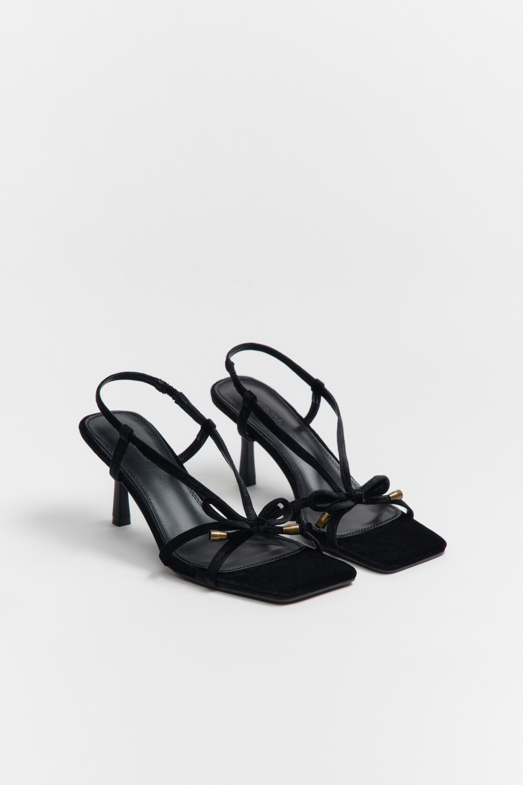 Босоножки с квадратным мысом и бантиком - цвет черный - 5