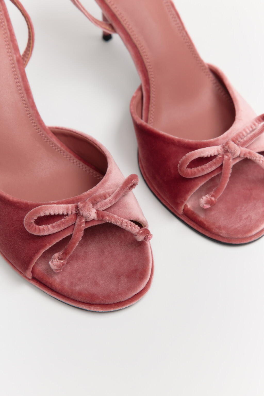 Босоножки бархатные с ремешком на щиколотке и бантиком - цвет розовый - 6