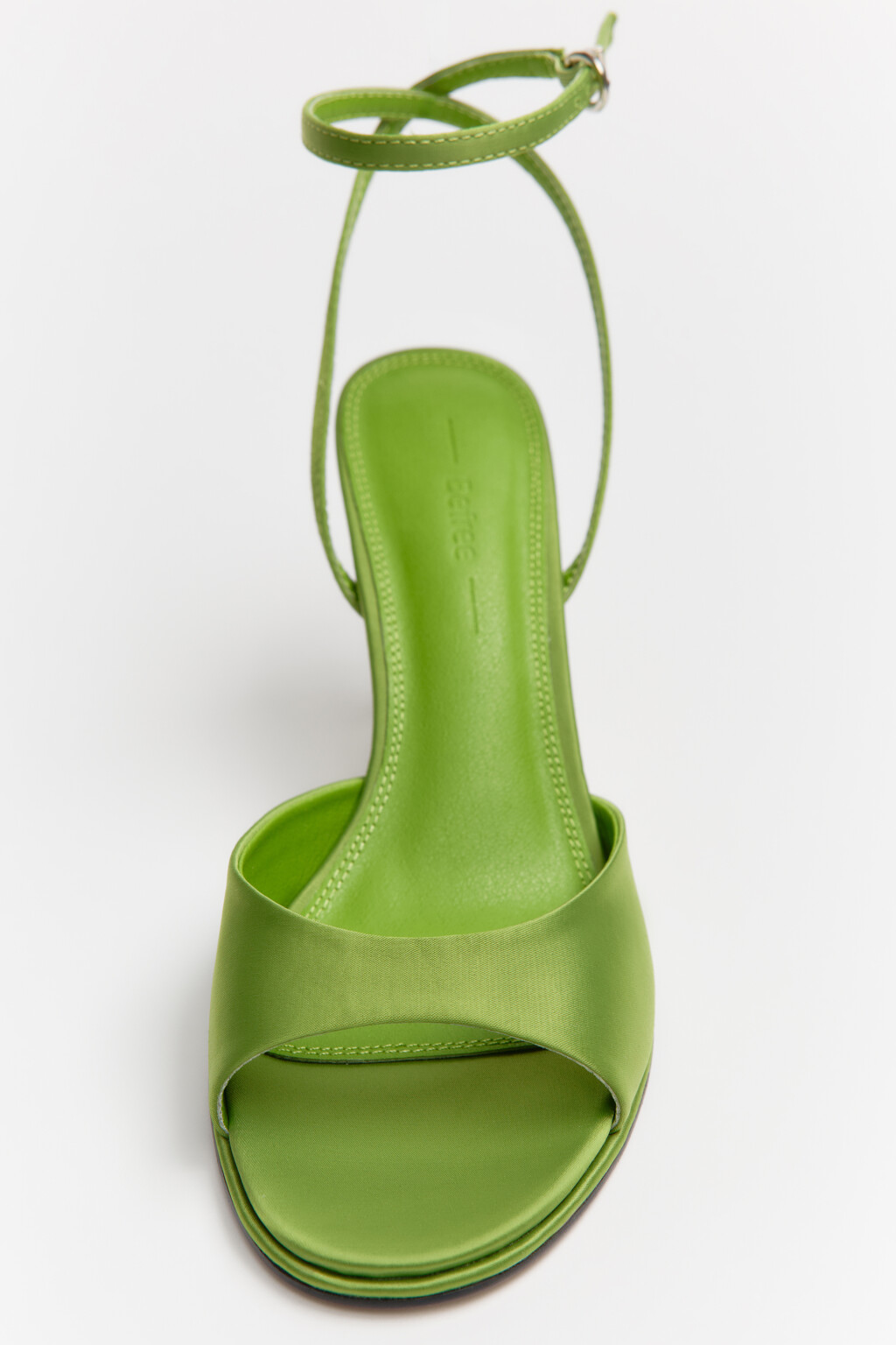 Босоножки атласные с ремешком на щиколотке - цвет зеленый - 2