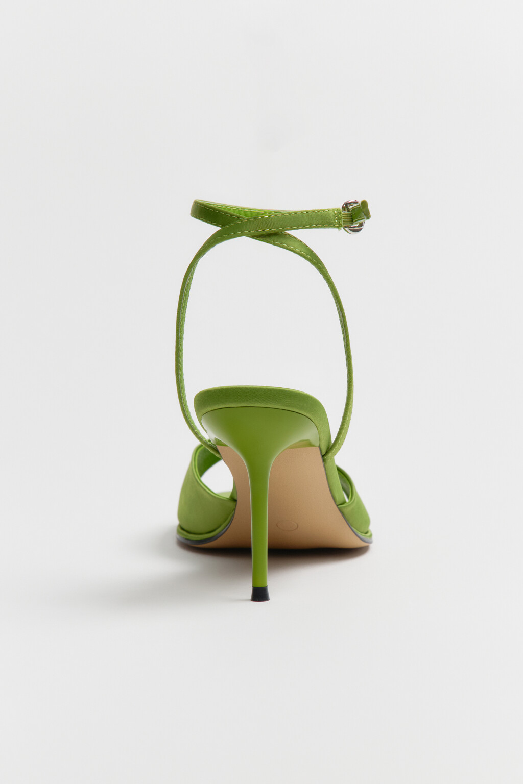 Босоножки атласные с ремешком на щиколотке - цвет зеленый - 5