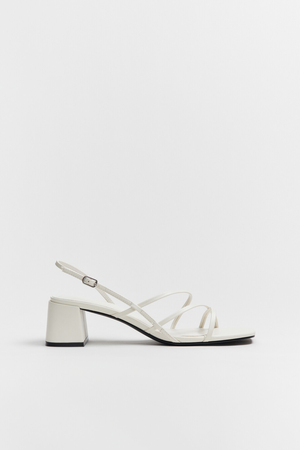 Босоножки с ремешками на квадратном каблуке - цвет белый - 1