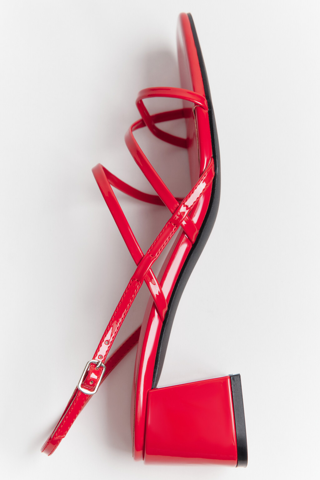 Босоножки с ремешками на квадратном каблуке - цвет красный - 2