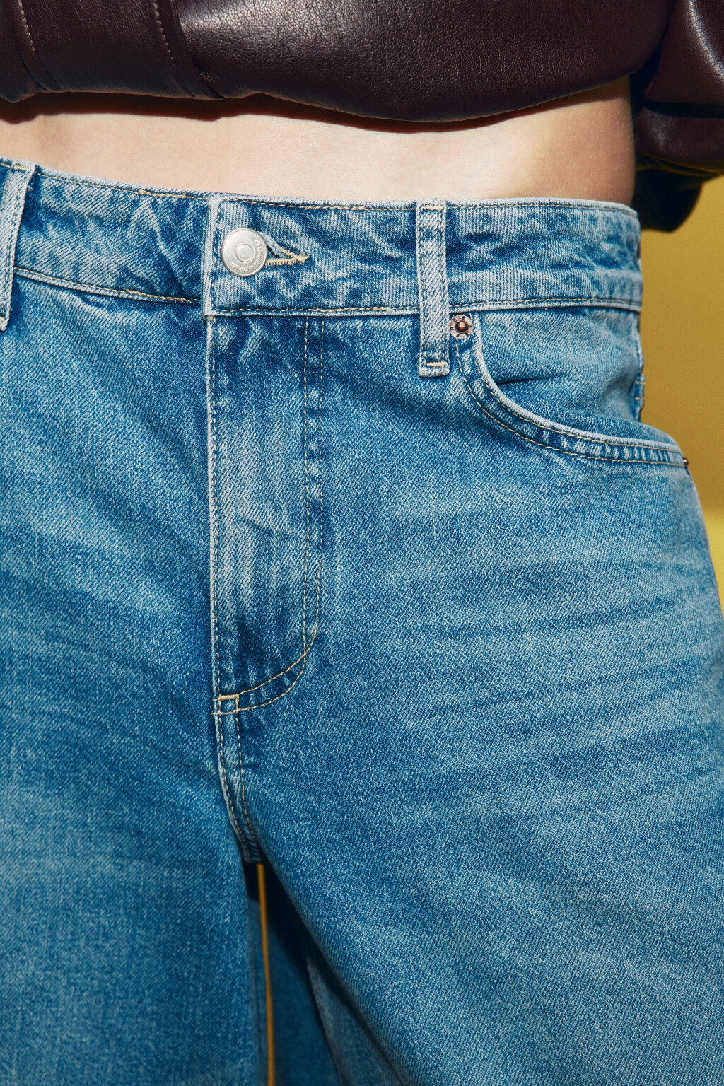 Джинсы широкие укороченные со средней посадкой - цвет голубой - 6
