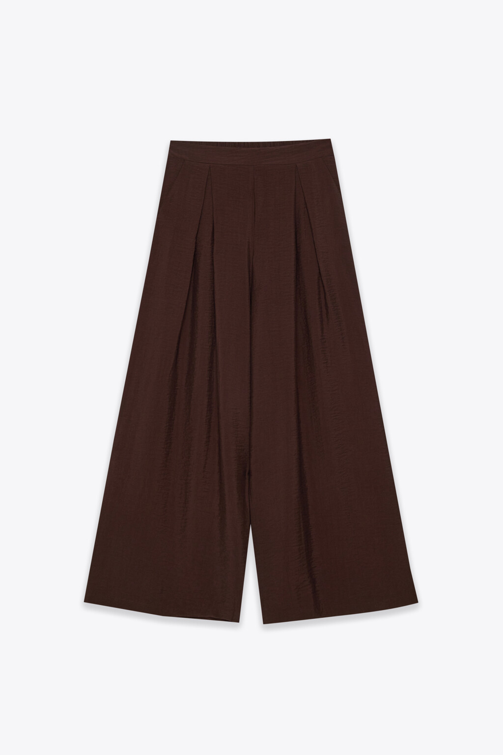 Брюки широкие из жатой вискозы - цвет коричневый - 8