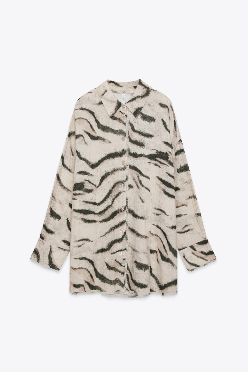 Рубашка оверсайз из хлопкового муслина с принтом - цвет черный - 7